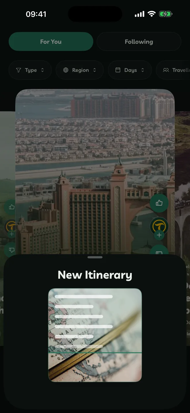 The itinerary being built from the scan