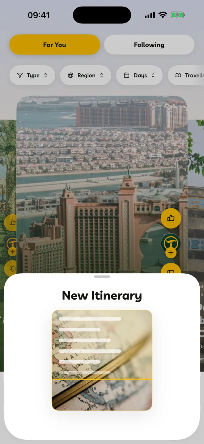 The itinerary being built from the scan