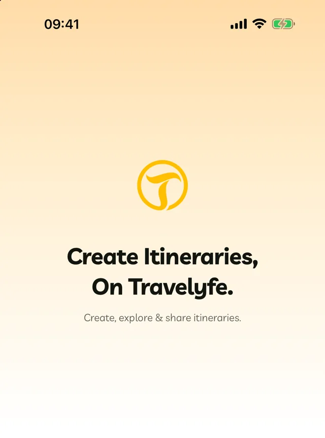 The Travelyfe sign-in screen with the Email Address field and Continue With Apple and Continue With Google buttons