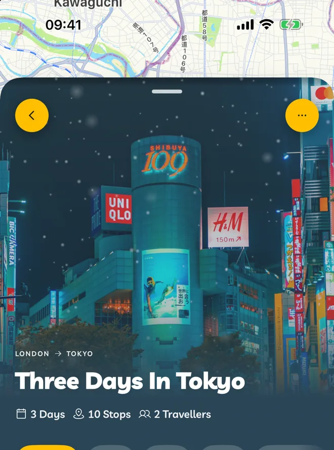 Snow drawn over an itinerary's cover photo