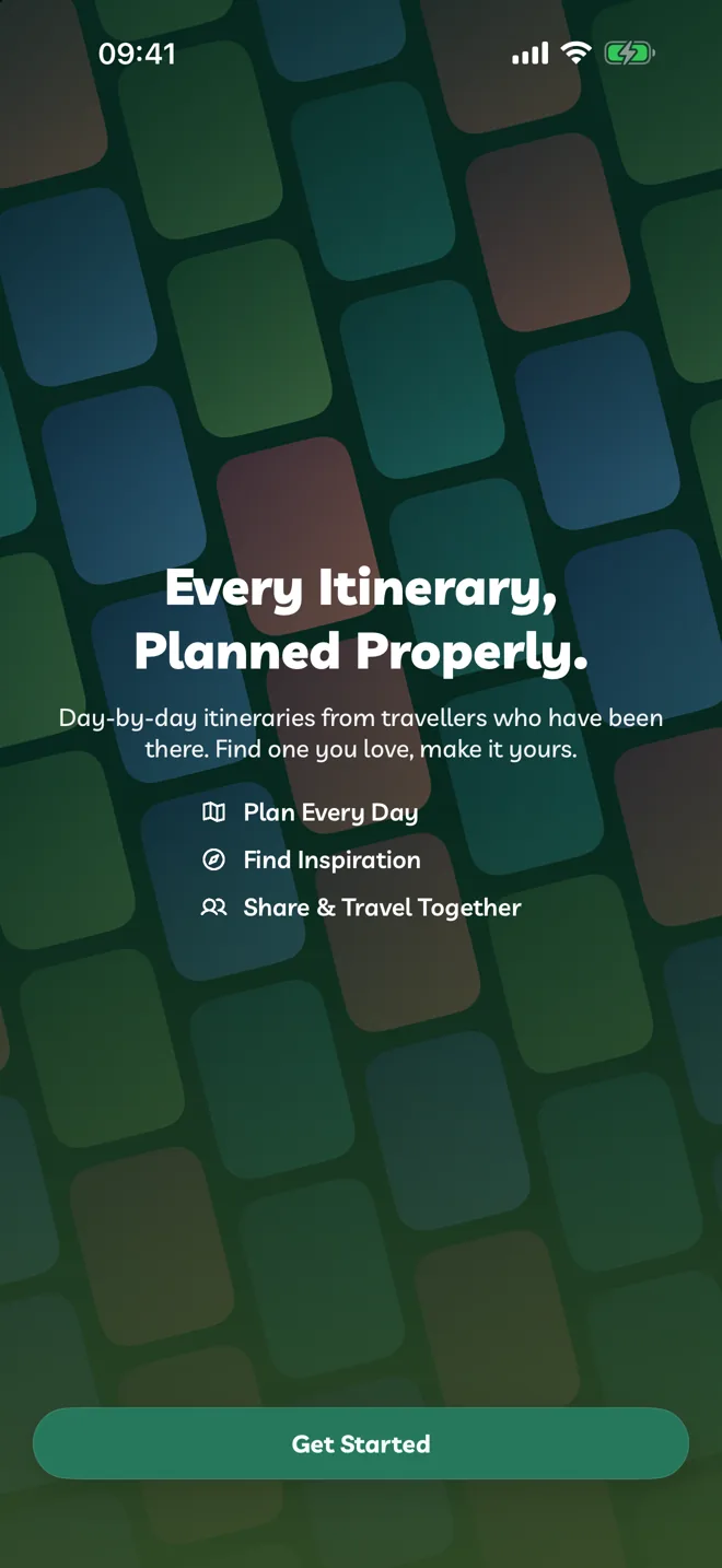 The Travelyfe welcome screen