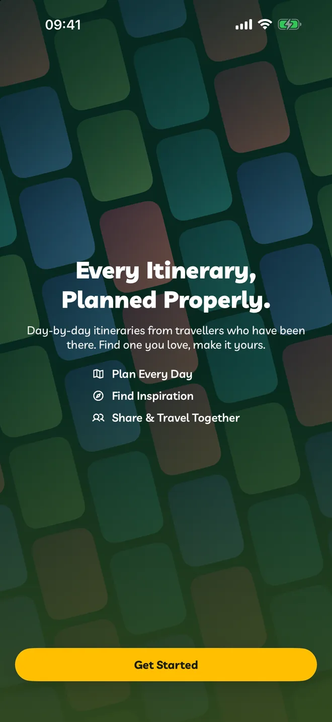 The Travelyfe welcome screen